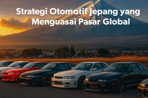 mobil sport Jepang yang menggambarkan simbol kualitas, efisiensi, dan strategi otomotif Jepang dalam menguasai pasar global.